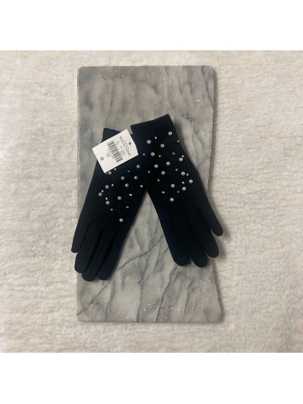 Northern Reflections New Black Fleece + Pearl Gloves Smartphone Finger